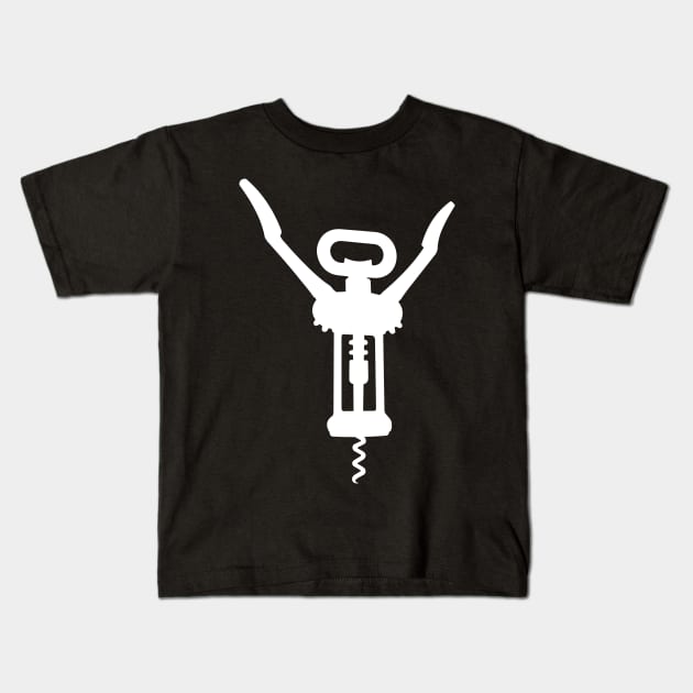 White Corkscrew Silhouette Kids T-Shirt by sifis